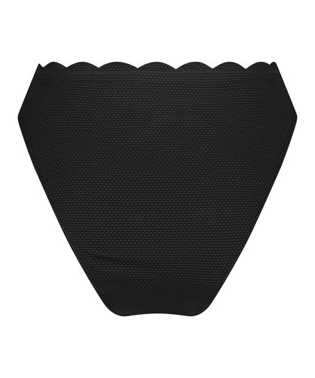 Bikini-Slip mit hohem Beinausschnitt Scallop, Schwarz