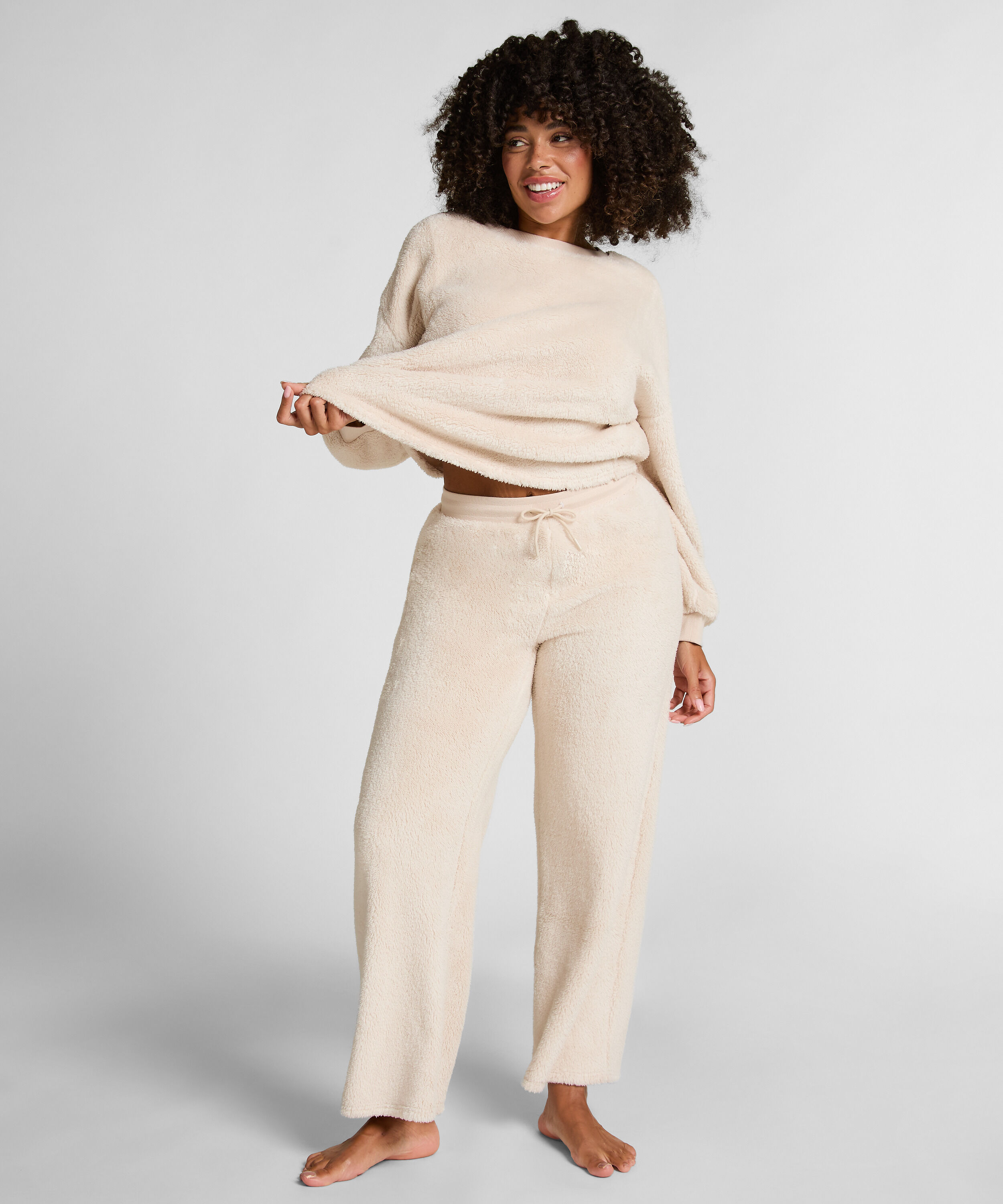 Fluffy-Fleece-Hose, Beige