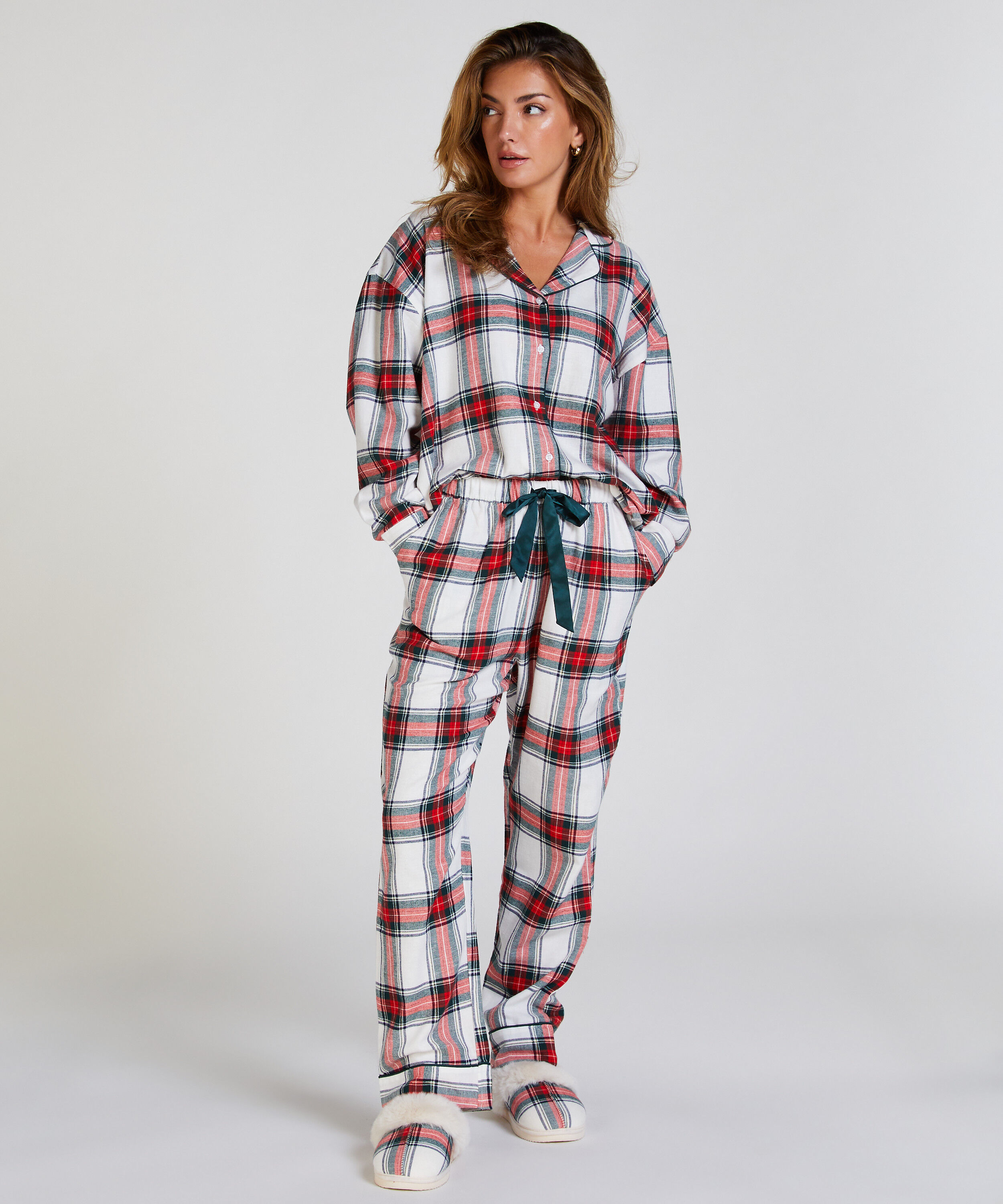 Pyjamahose aus Flanell, Weiß