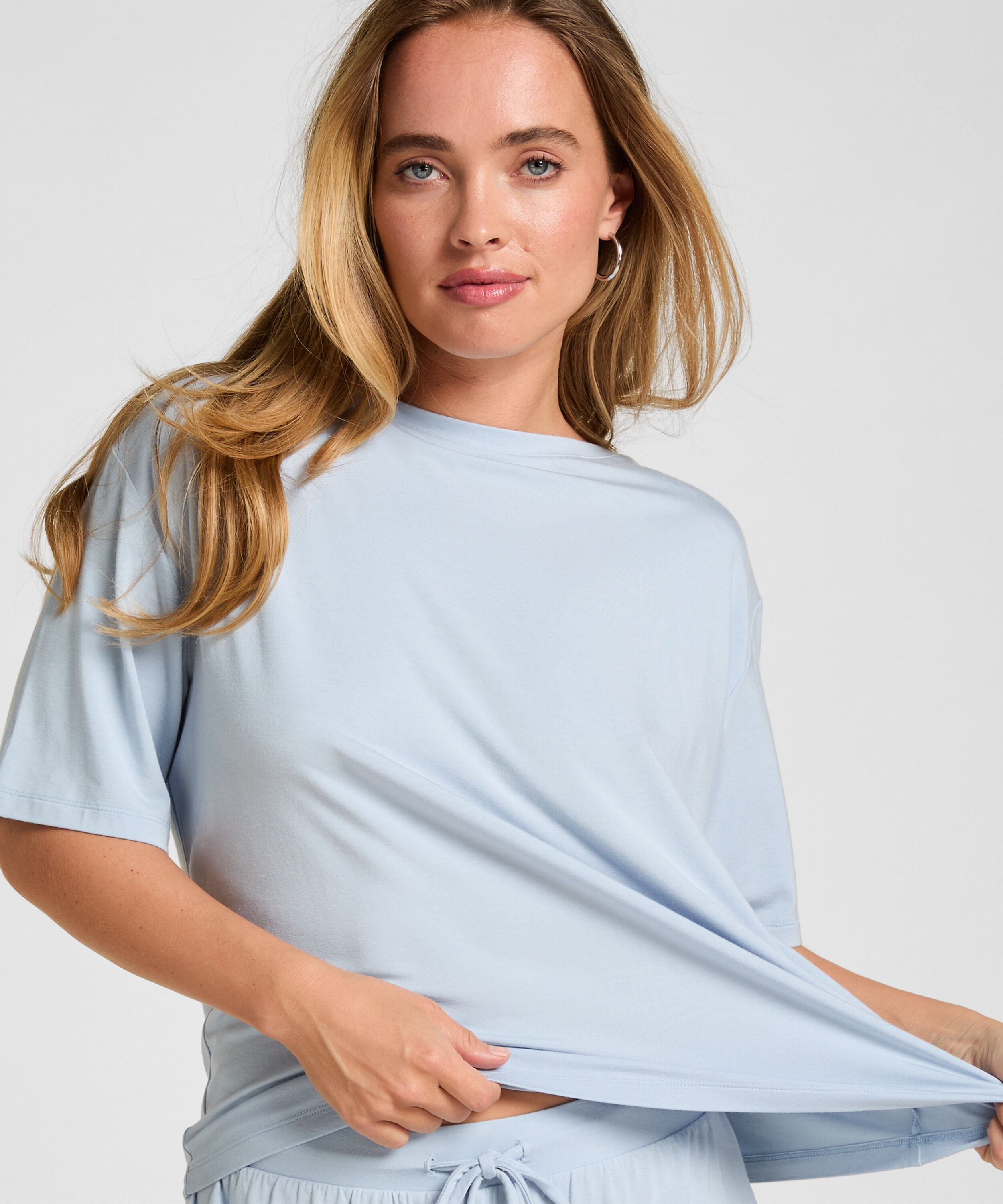 Pyjama Oberteil Jersey Kurzarm, Blau
