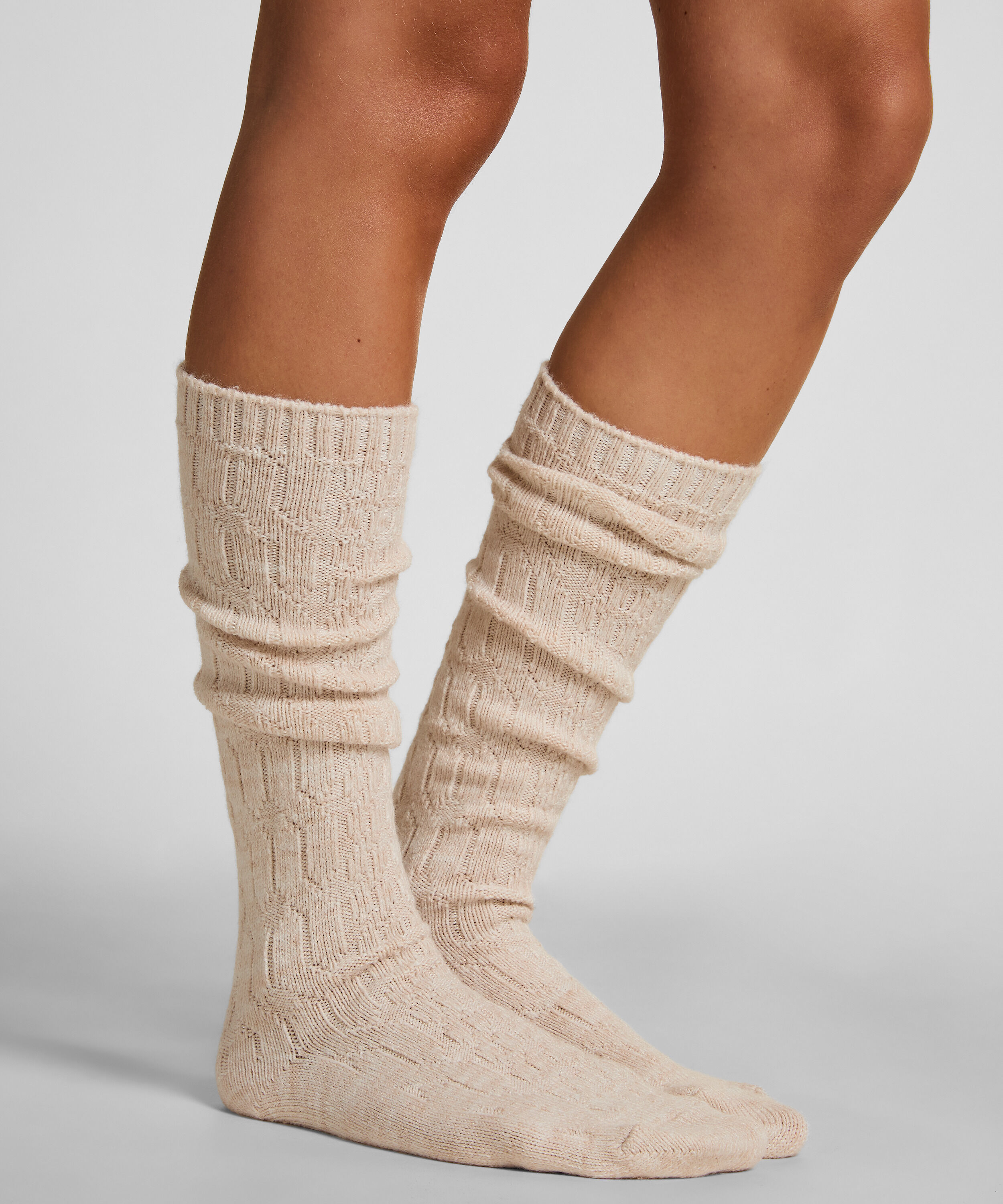 2 Paar lange Socken, Beige