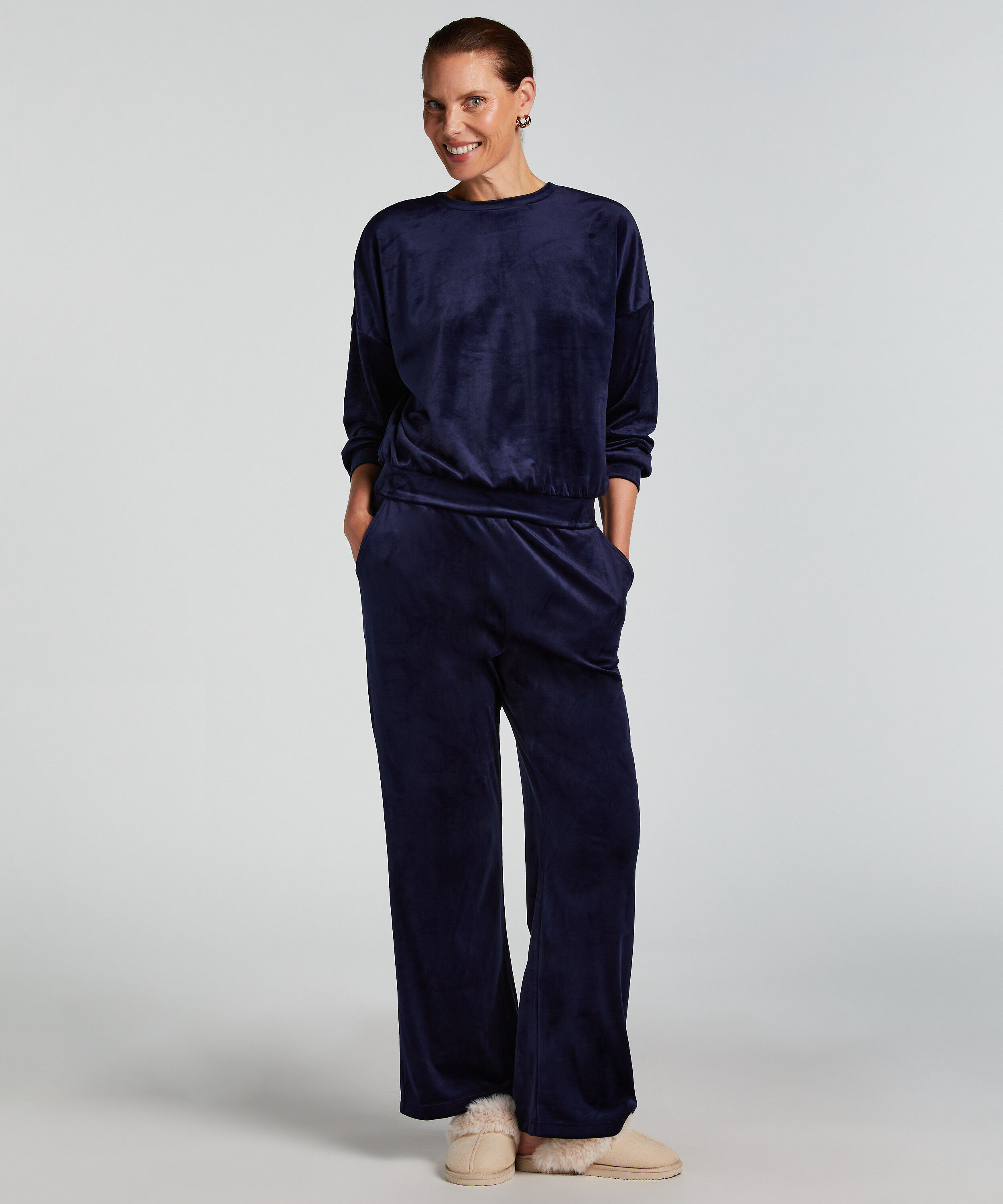 Pyjamahose aus Samt, Blau Pyjamahose aus Samt, Blau