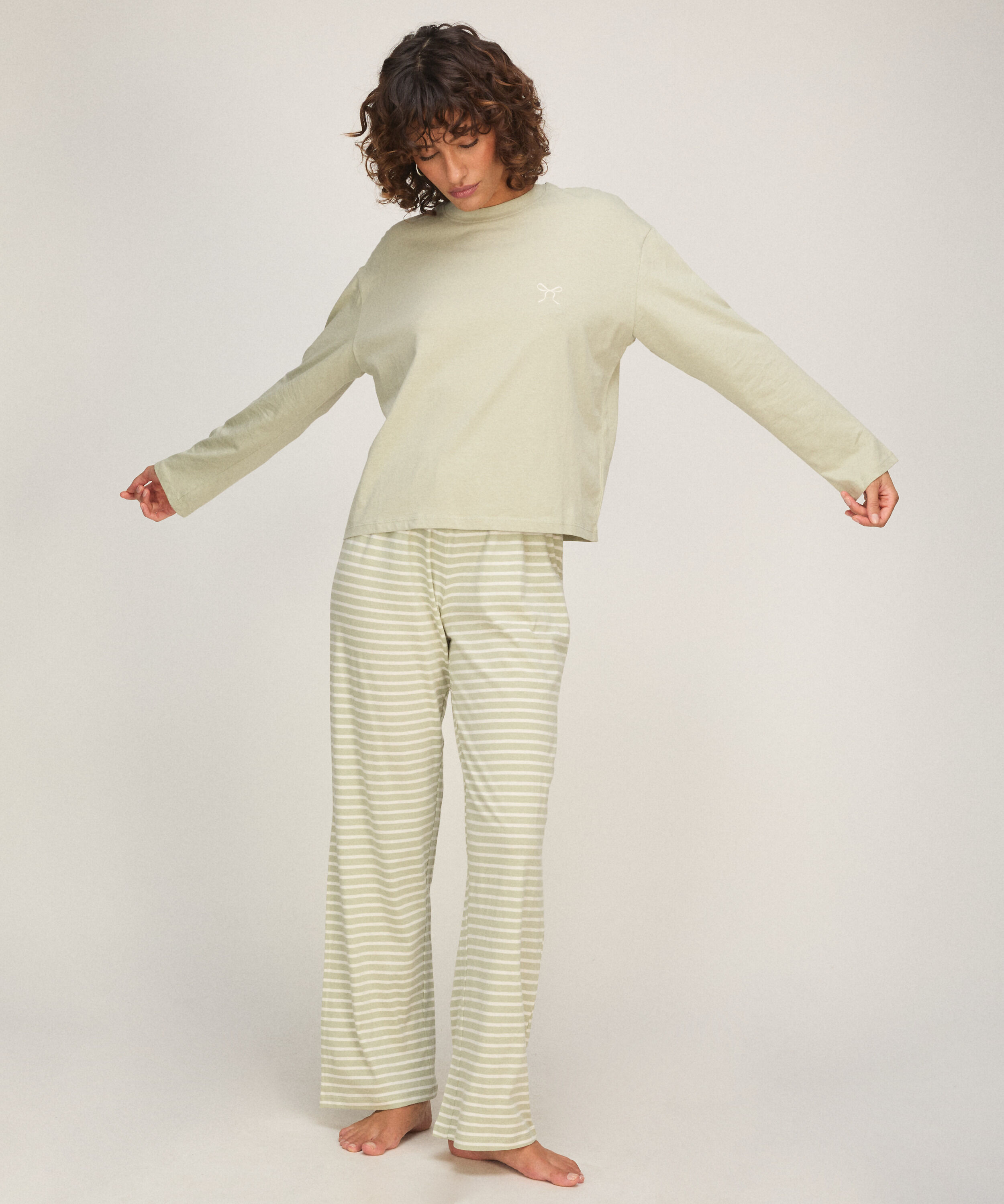 Pyjamaset Baumwolljersey, Grün