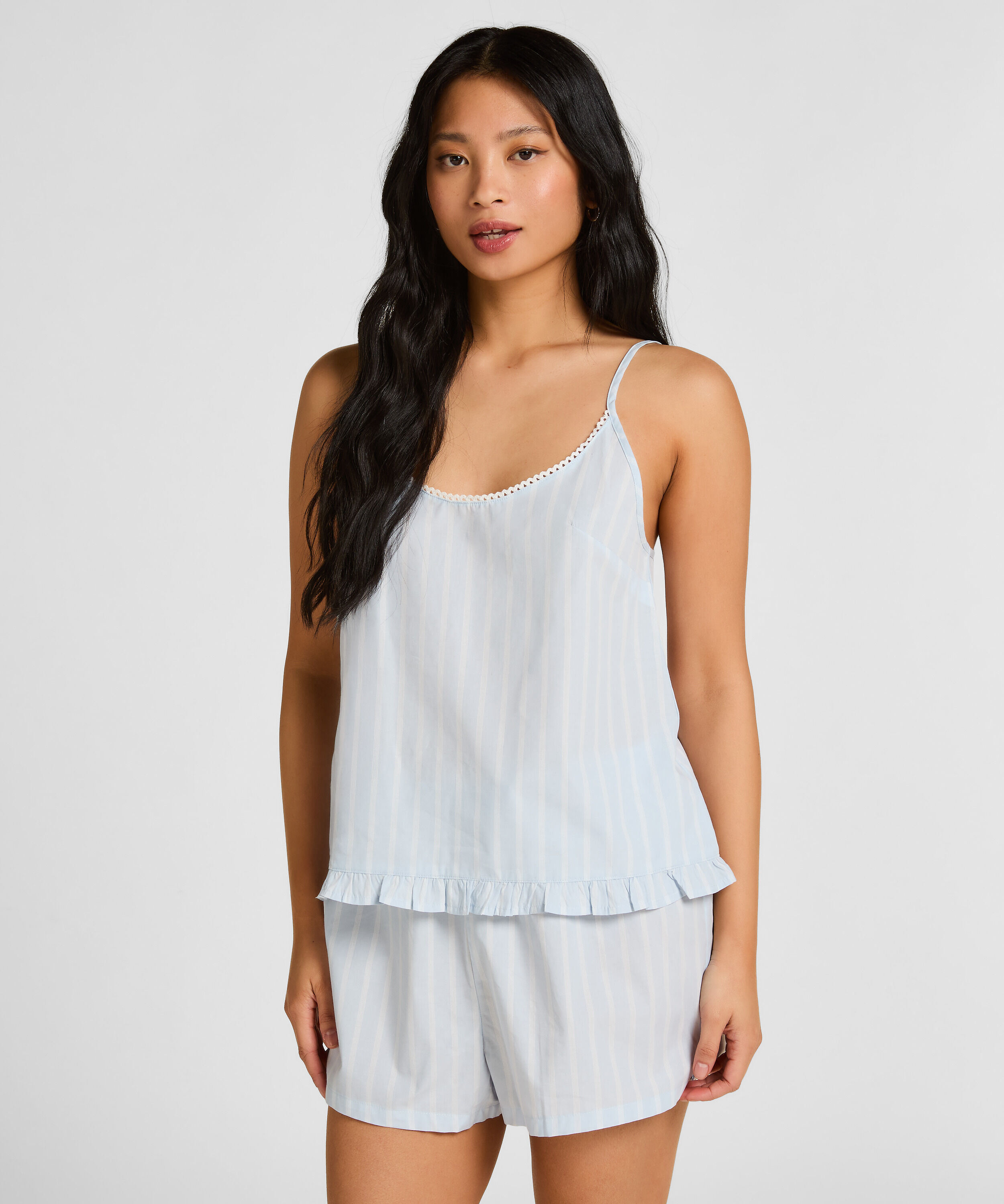 Gestreifte Baumwollshorts, Blau