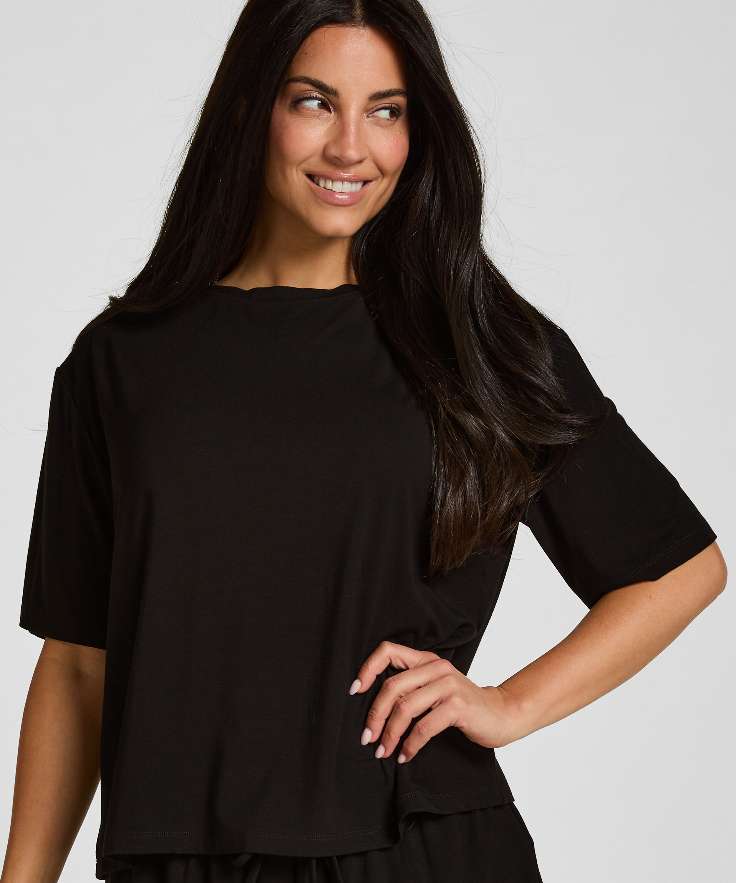 Pyjama Oberteil Jersey Kurzarm, Schwarz Pyjama Oberteil Jersey Kurzarm, Schwarz