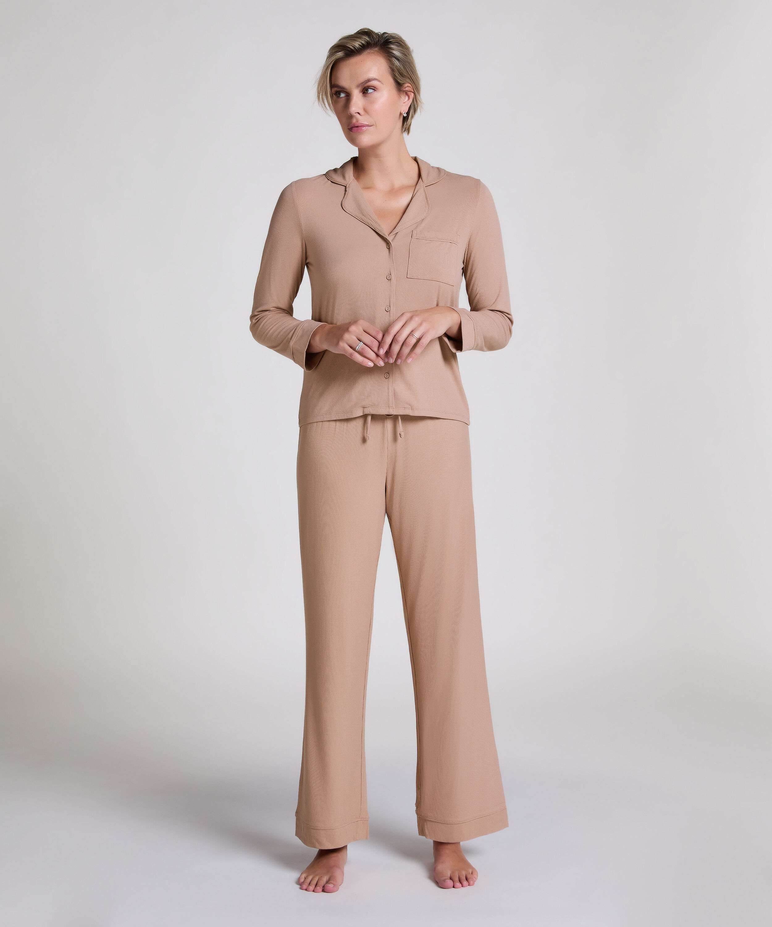 Essential-Hose gerippt, Beige