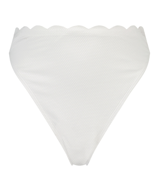 Bikini-Slip mit hohem Beinausschnitt Scallop, Weiß