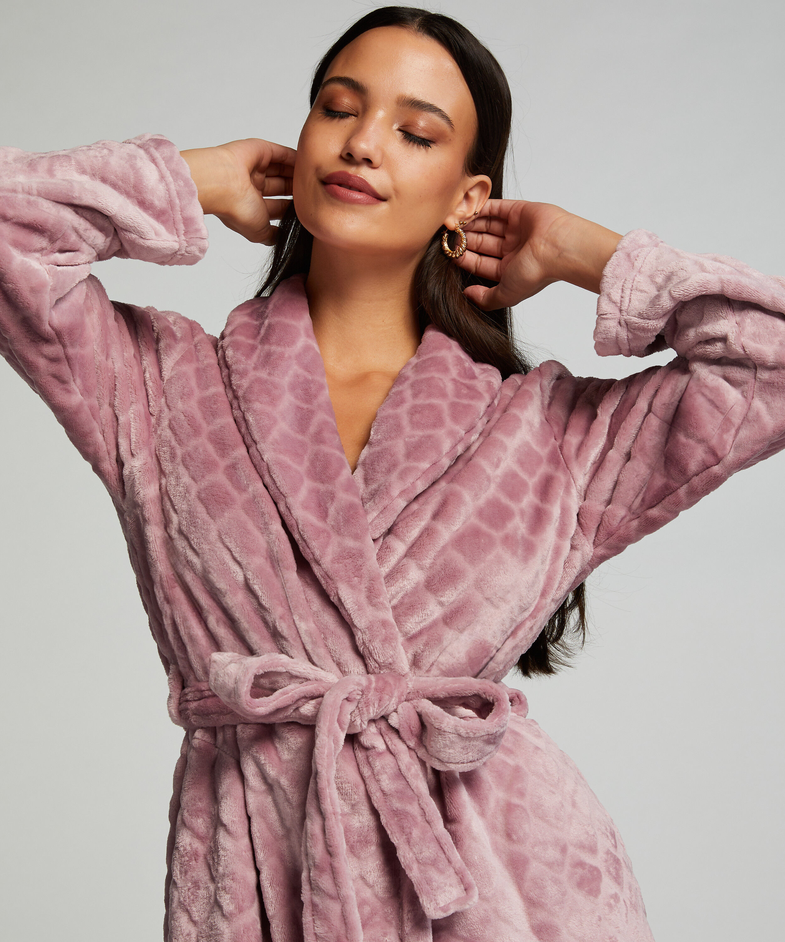 Kurzer Bademantel Fleece Rip, Lila