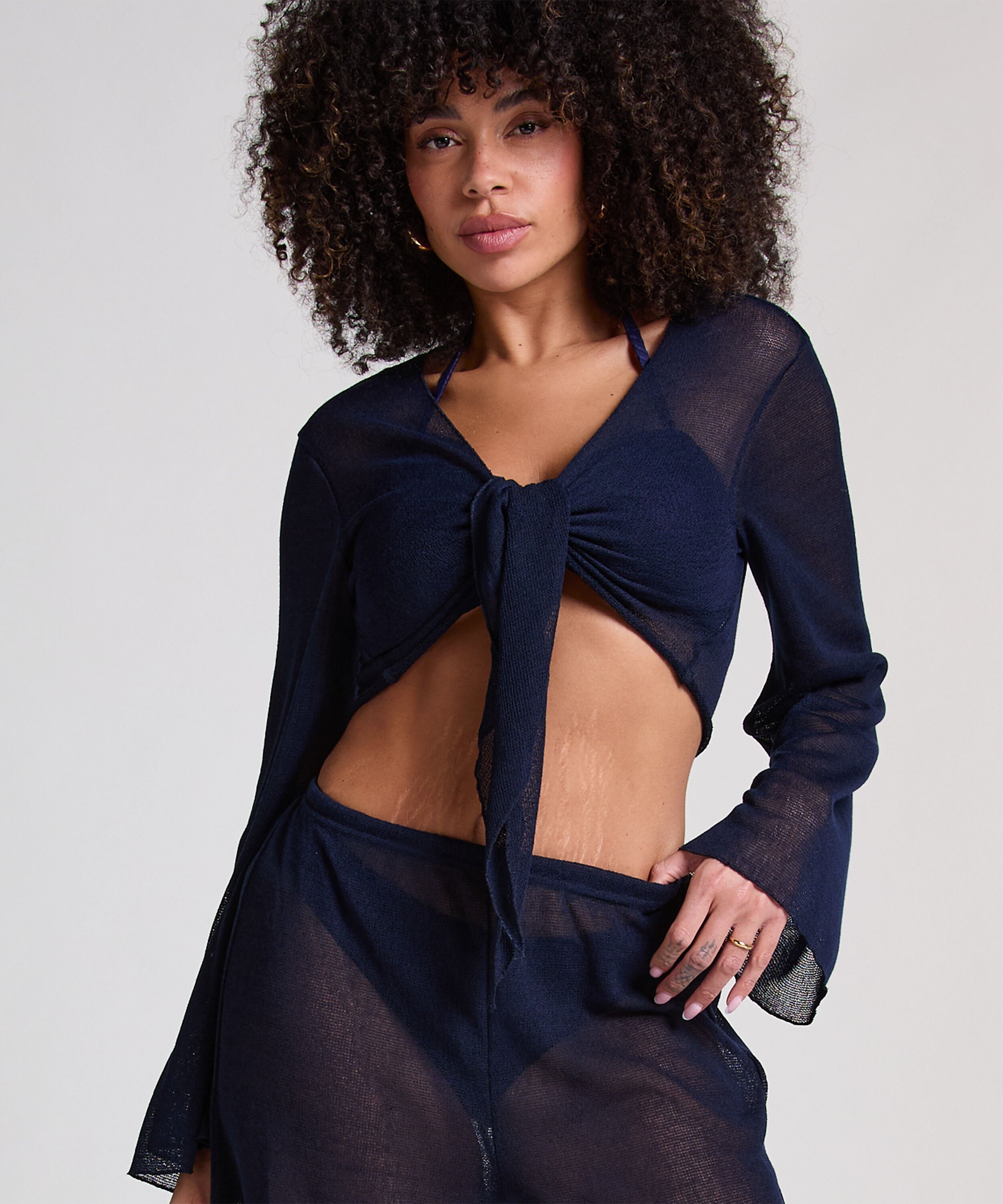 Strand-Strick-Top, Blau