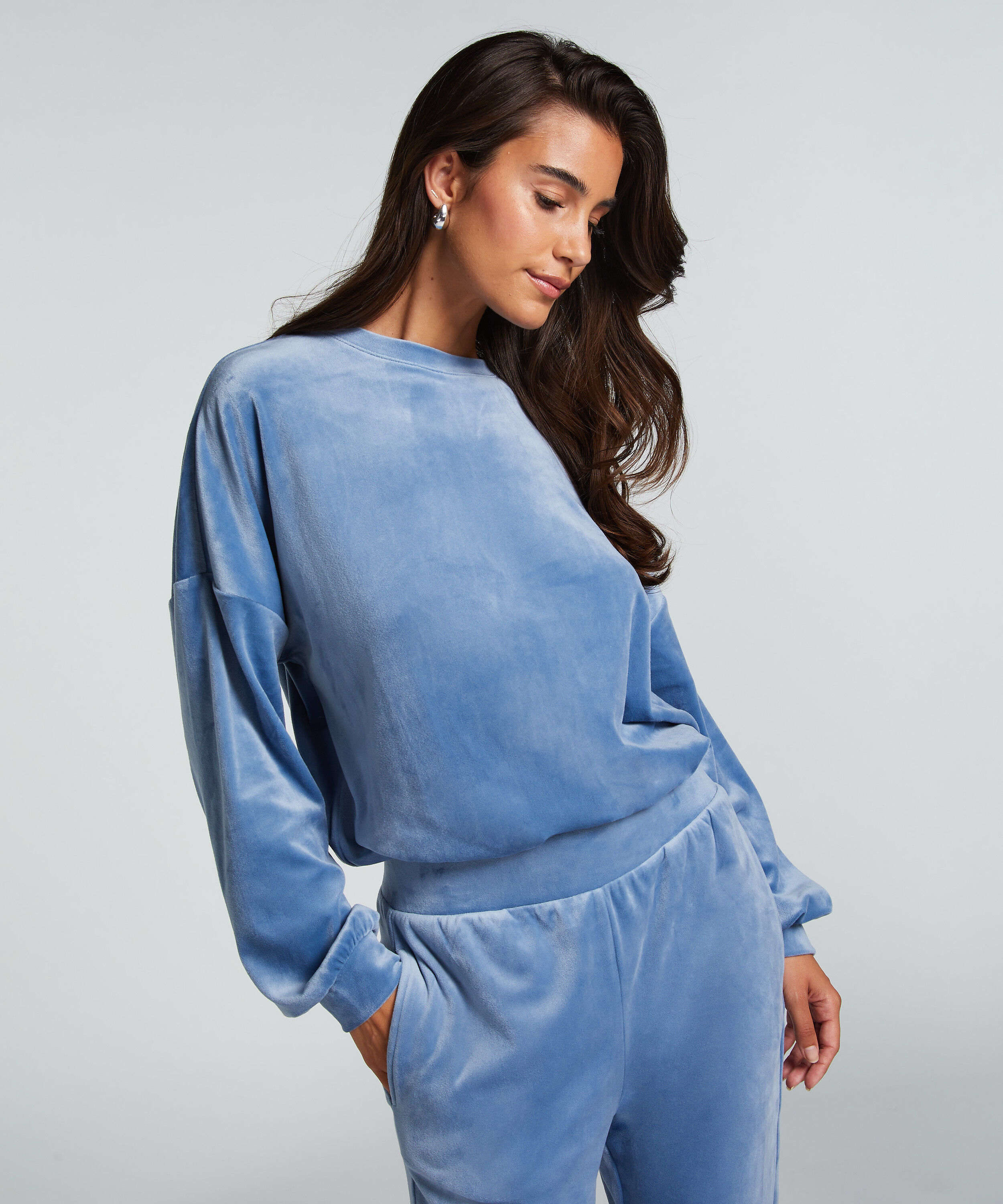 Velours Top, Blau Velours Top, Blau