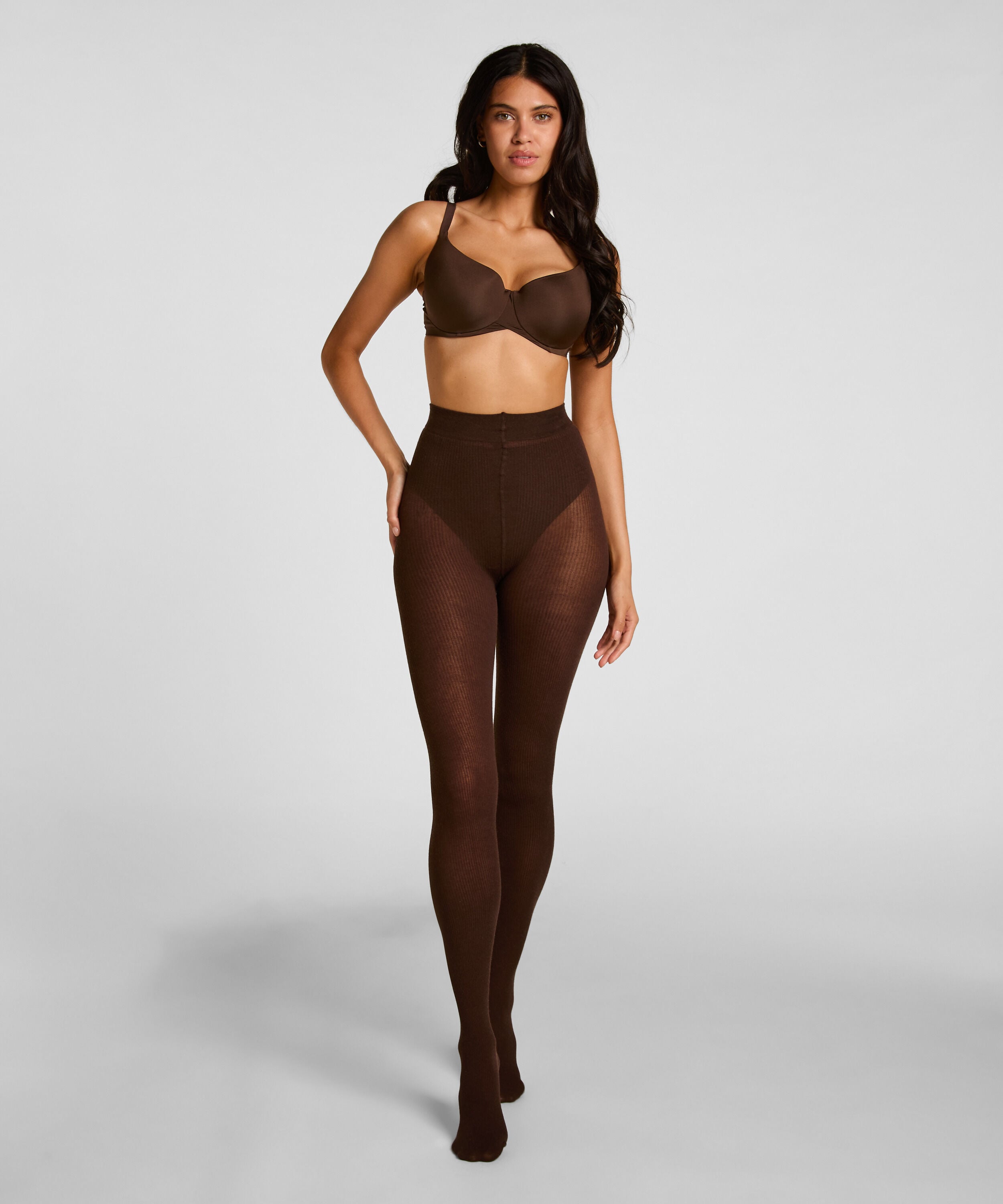 Gerippte Strickstrumpfhose Kaschmir-Mix