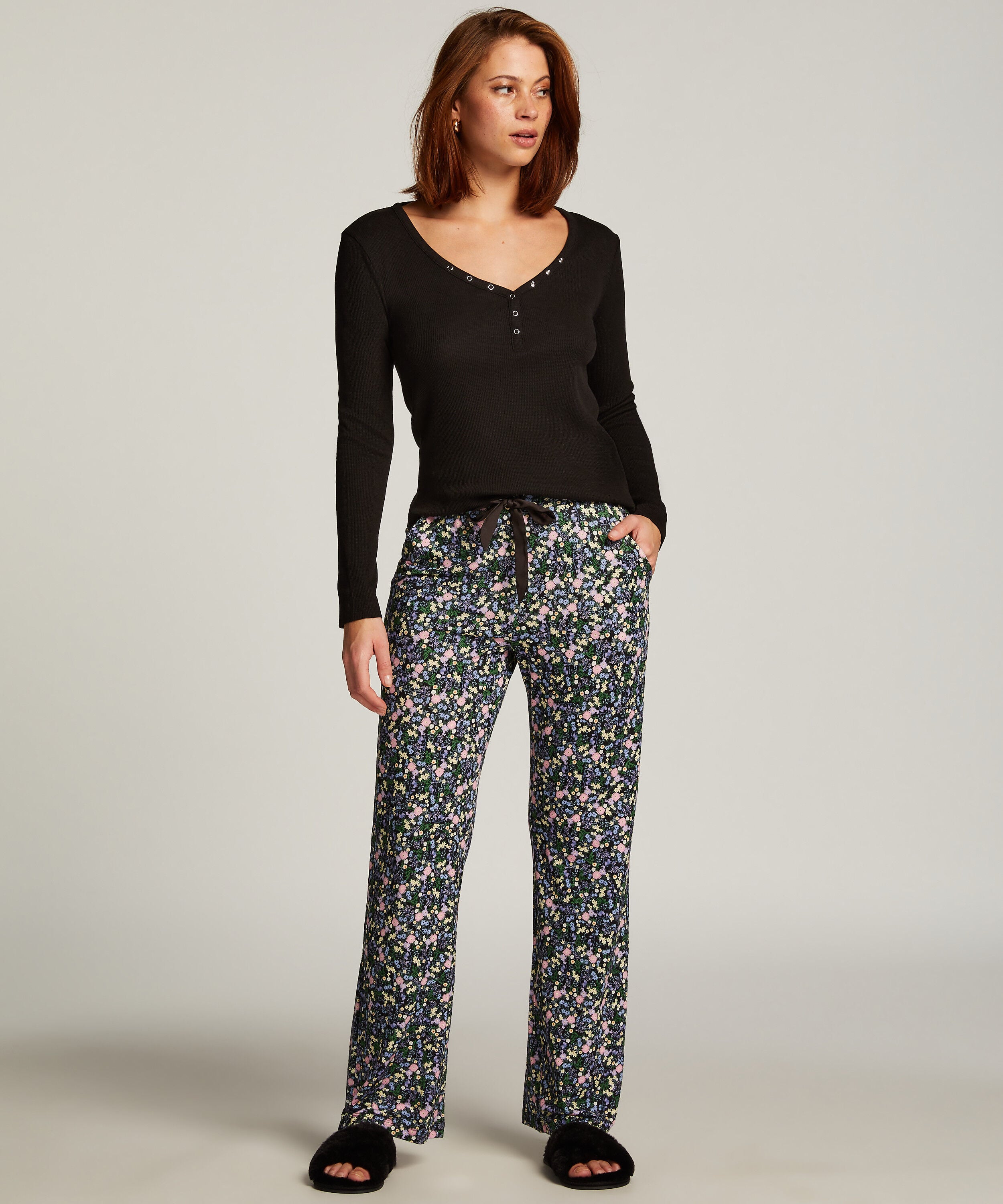 Pyjamahose Jersey, Schwarz