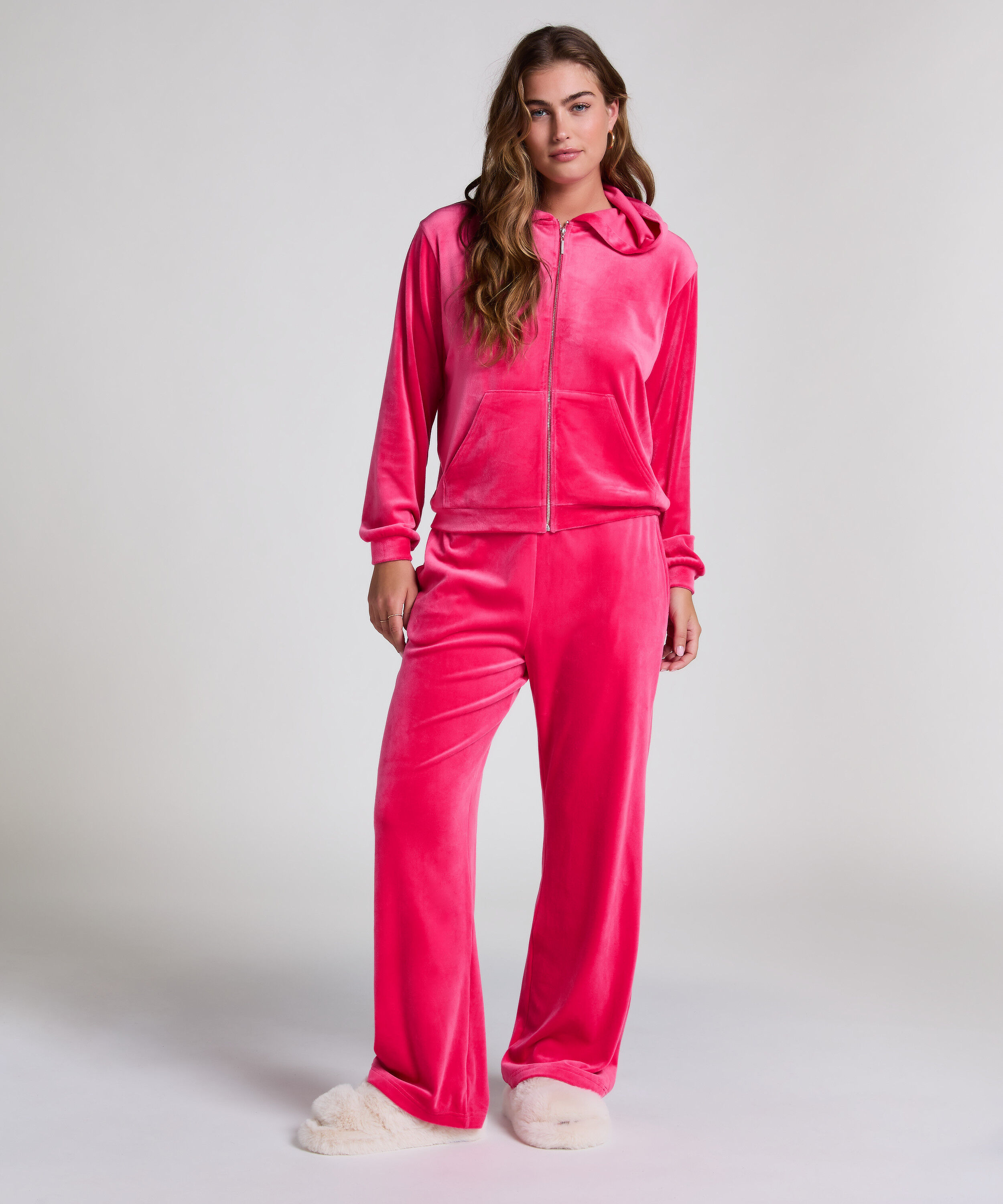 Pyjamahose aus Samt, Rose