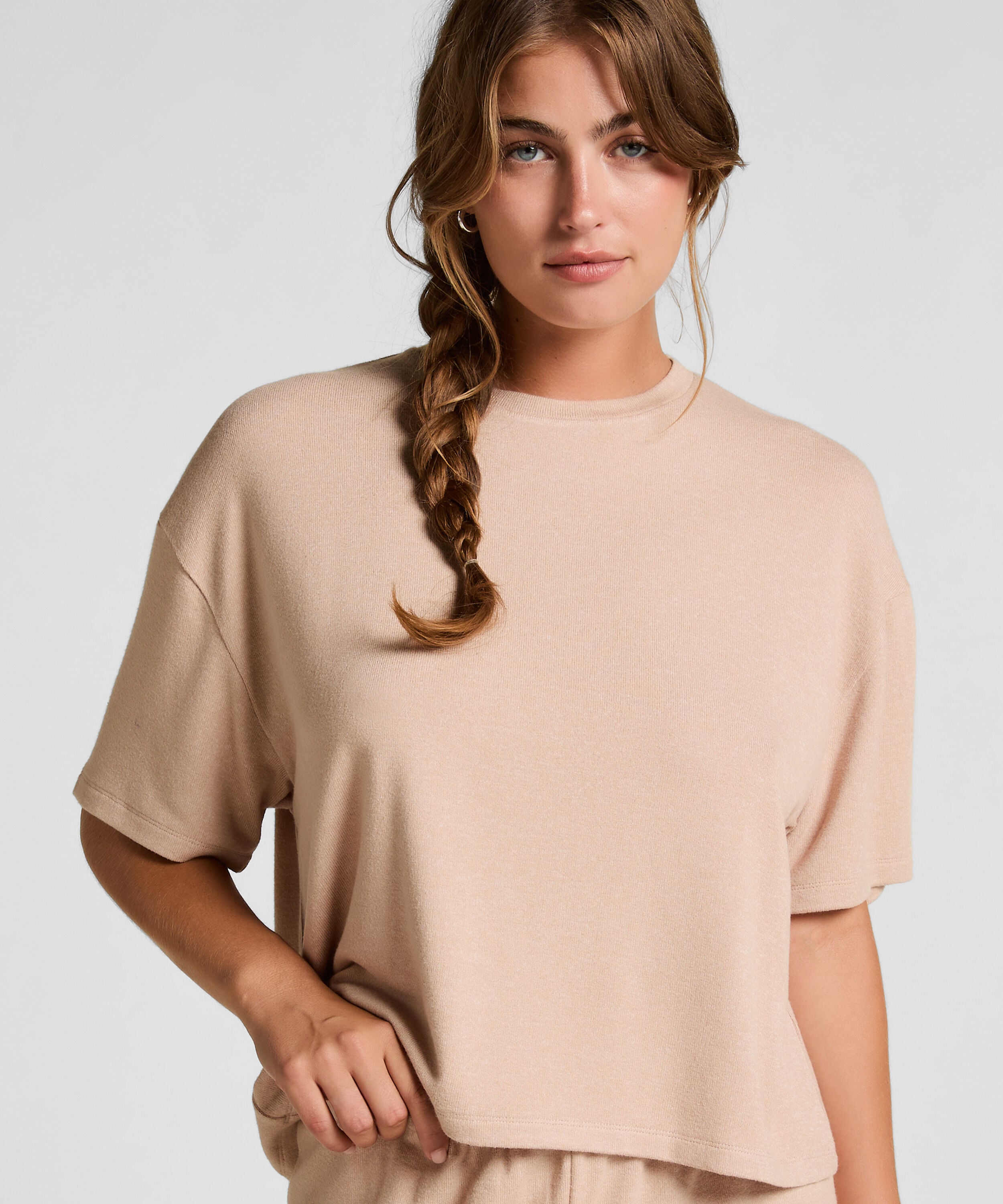 Pyjamatop aus aufgerautem Jersey